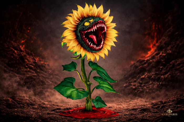 Carnivorous Sunflower – Stylized Horror Plant Creature