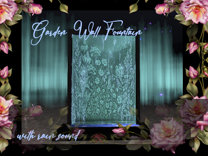 Etched Glass- Garden Wall Fountain-Rain Sound