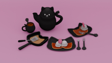 D&W//Sweet Neko Brunch Set BLACK
