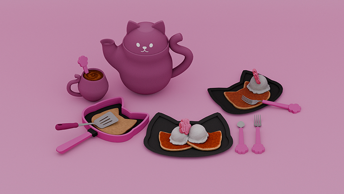 D&W//Sweet Neko Brunch Set  PINK