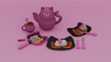 D&W//Sweet Neko Brunch Set PINK