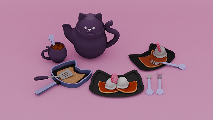 D&W//Sweet Neko Brunch Set  PURPLE