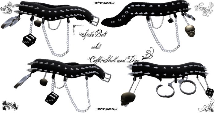 spike belt  cuffs skull dice mp