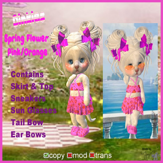 *JAS* Dinkies Spring Flower  Pink/Orange Complete Outfit