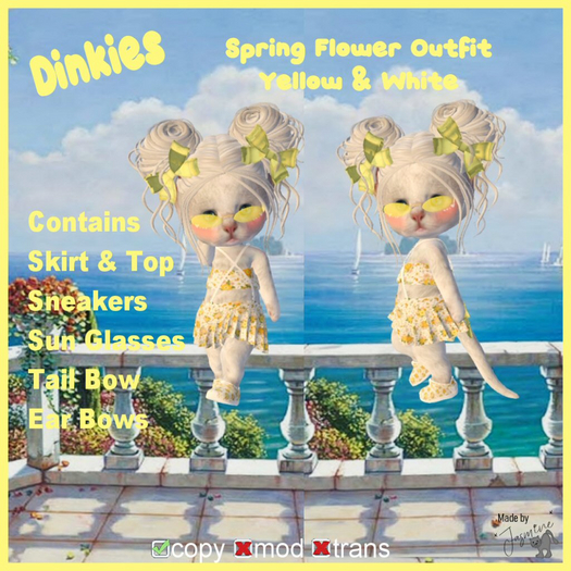 *JAS* Dinkies Spring Flower  White/Yellow Complete Outfit