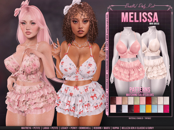 *B.D.R.* Melissa -Ruffle Set- (Solid Colors)