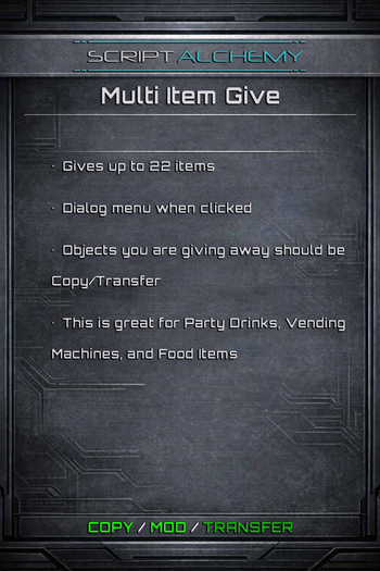 Script Alchemy - Multi Item give