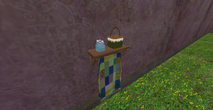 ALMOST FREE!!! WHIMSY 3 QUILT DISPLAY SHELF WITH BASKET FLOWER-9 PRIM-COP/MOD