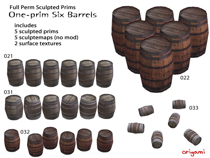 origami~* One-prim Six Barrels