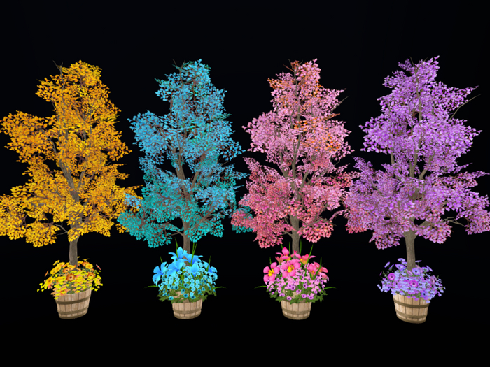 MC Spring Colorful Bushy Tree Planter Set