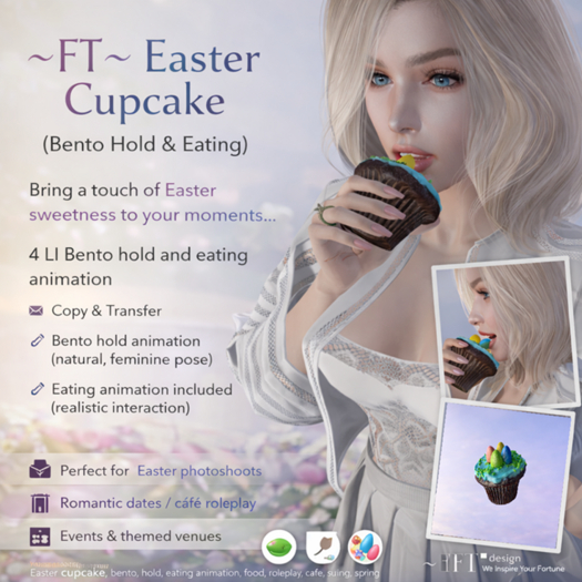 ~FT~ Easter Cupcake with Bento hold  & eat anim copy and transfer