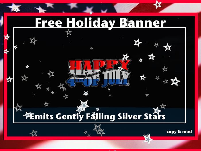 Happy 4th Of July Banner Poofs Silver Stars - Almost Free