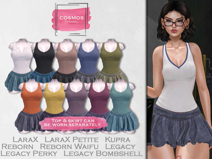 [COSMOS] Ranya Top & Skirt Denim / 10 Colors Fatpack
