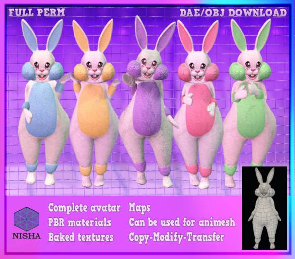 FULL PERM Nisha - Bunny avatar/animesh FULL PERM MESH Download