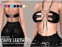 Leather Beaded Halter - Black