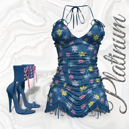 Blue Flowers Rippled OUTFIT LaraX