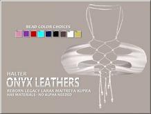 Leather Beaded Halter - White
