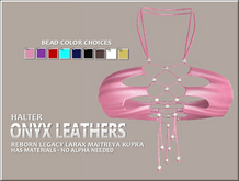 Leather Beaded Halter - Pink