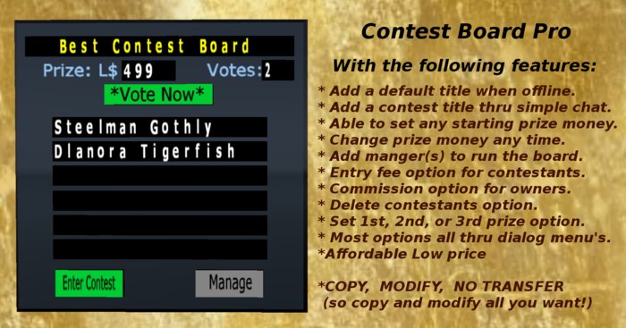 Contest Board Pro 1 for Clubs or Business