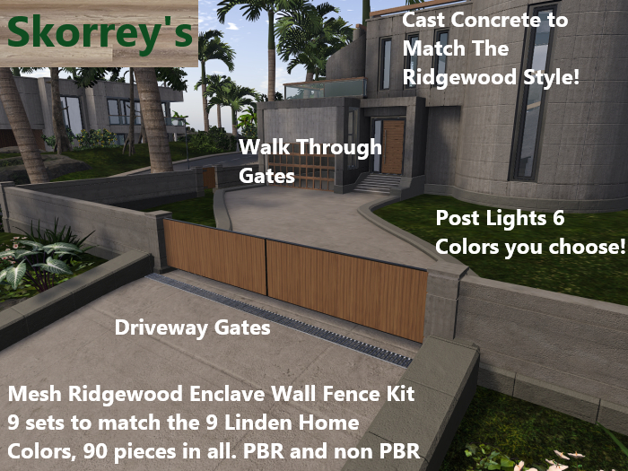 Wall Inclave Second Life Marketplace - Mesh Ridgewood Enclave Wall Fence System Kit ...