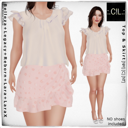 :.C!L.: Chloe Delicate White Top & Powder Skirt Set
