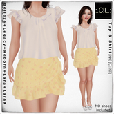 :.C!L.: Chloe Delicate White Top & Peach Skirt Set