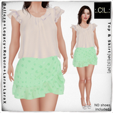 :.C!L.: Chloe Delicate White Top & Green Skirt Set