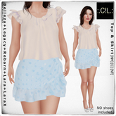 :.C!L.: Chloe Delicate White Top & Blue Skirt Set