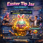 Easter Tip Jar LSL Script – Interactive Donation System with Rewards, Jackpot, History & Admin Menu (LSL Script)
