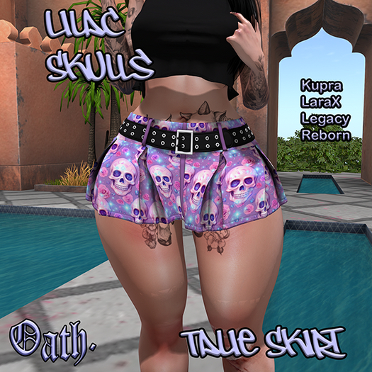 {Oath.} Talie Skirt Lilac Skulls