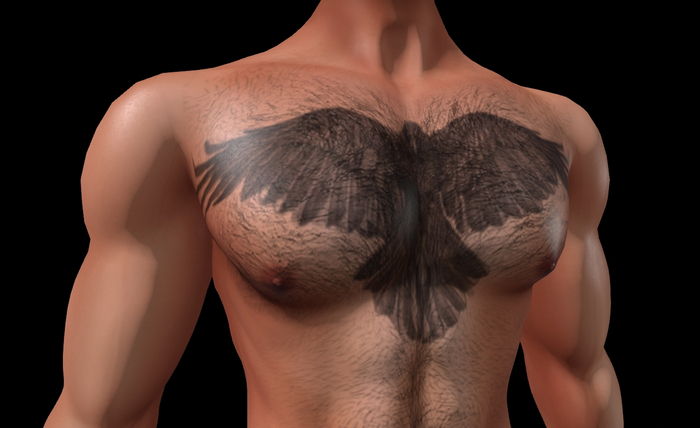 777 -  Viking Raven v2- chest - BOM Tattoo - BOX (Add)