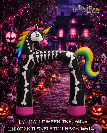 LY  Halloween Inflable Unicornio Skeleton Arch Gate