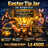 Easter Tip Jar LSL Script V3.0 – Advanced Donation System with VIP Rewards, Leaderboard, Rare Bonuses & Golden Effects