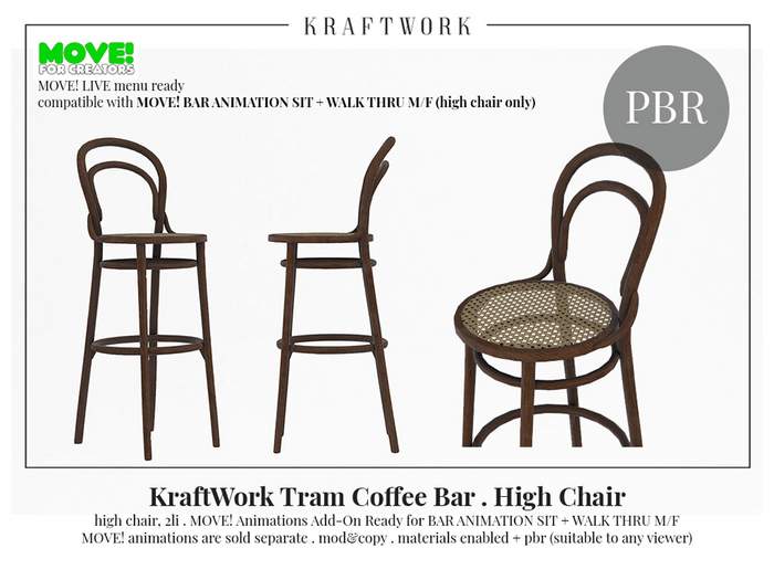 KraftWork Tram Coffee Bar . High Chair (Add Me)
