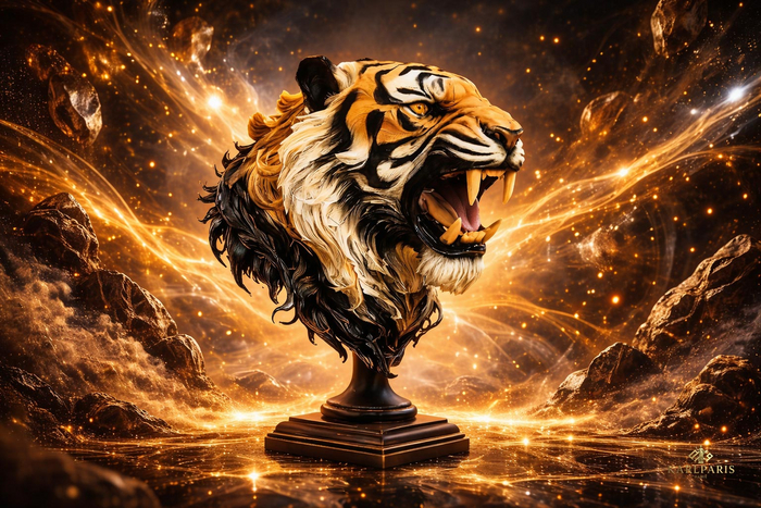 Roaring Tiger Bust – Fierce Wildlife Sculpture