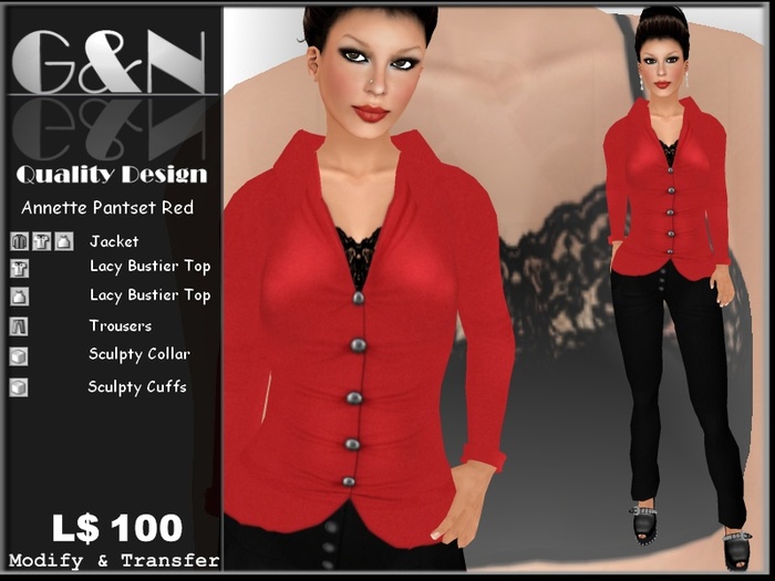 G&N Quality Design Annette Pantsuit Red