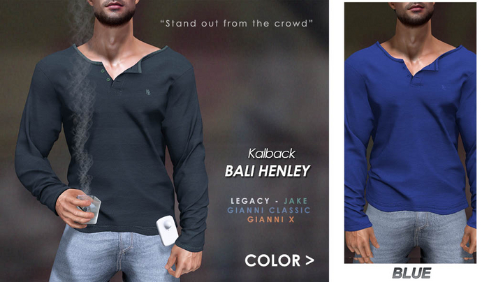 <Kalback> Bali Henley Blue
