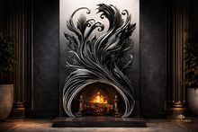 Ornamental Flame Fireplace – Sculpted Baroque Wall Feature