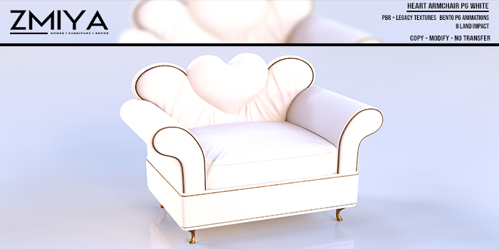 ZMIYA Heart Armchair PG - WHITE