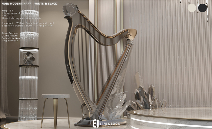 Noir Modern Harp Black & White 15 LI PBR [Erfe Design]