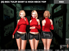 [S] Bea Tulip Skirt & High Neck Top Red