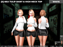 [S] Bea Tulip Skirt & High Neck Top White