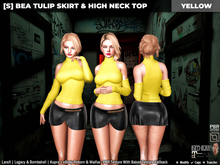 [S] Bea Tulip Skirt & High Neck Top Yellow