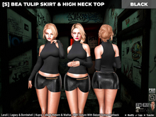 [S] Bea Tulip Skirt & High Neck Top Black