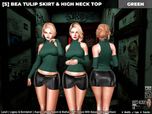 [S] Bea Tulip Skirt & High Neck Top Green