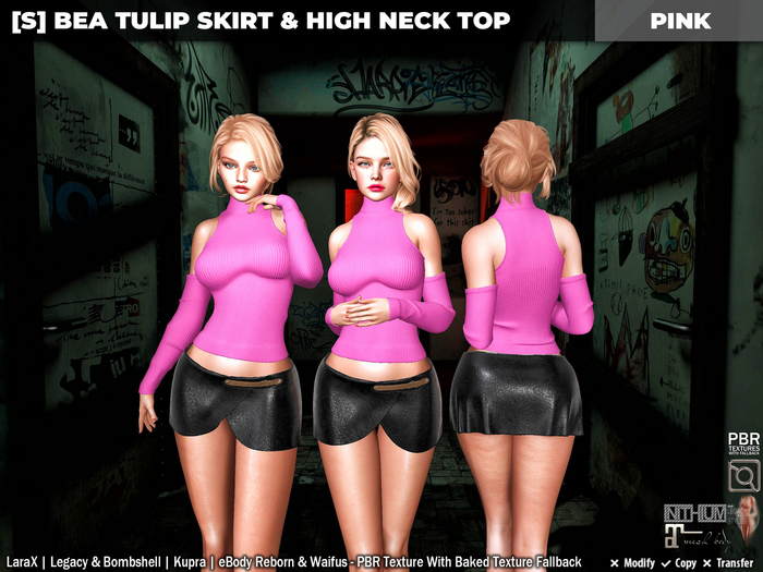[S] Bea Tulip Skirt & High Neck Top Pink