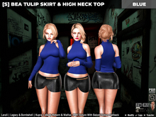 [S] Bea Tulip Skirt & High Neck Top Blue