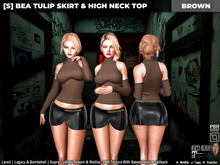 [S] Bea Tulip Skirt & High Neck Top Brown