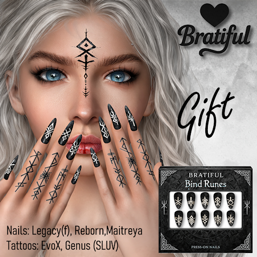 Second Life Marketplace - [Bratiful] Bind Rune Nails and Tattoos