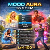 Mood Aura System LSL Script – Custom Particle Mood HUD/Object with Timer, Glow Effects, Menu Control & Custom Colors